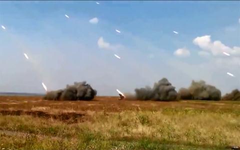 Pháo phản lực Grad của Ukraine.