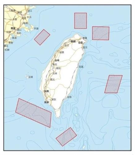 Bản đồ các khu vực mà Trung Quốc sẽ tập trận quanh đảo Đài Loan. Ảnh: Xinhua.